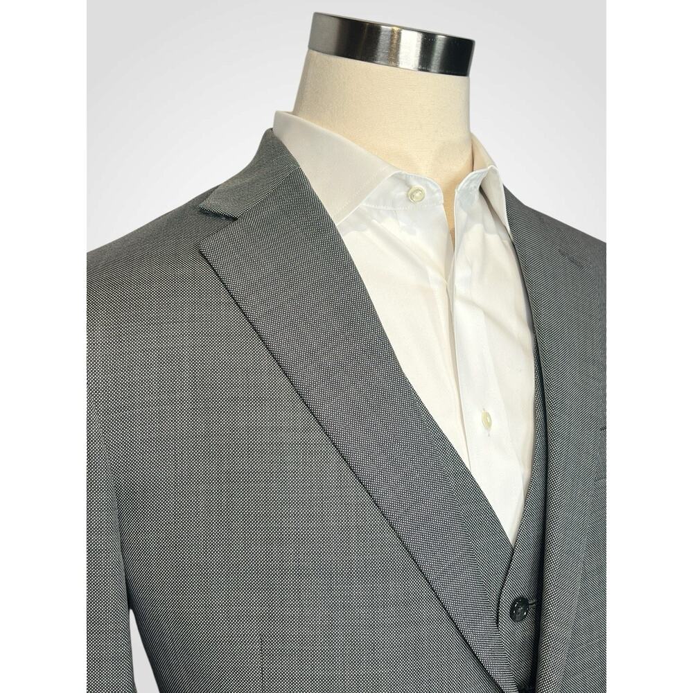 Hart Schaffner Marx 3 Piece Suit 44L 38x29.5 Chicago Fit Gray Birdseye Note - Picture 7 of 15